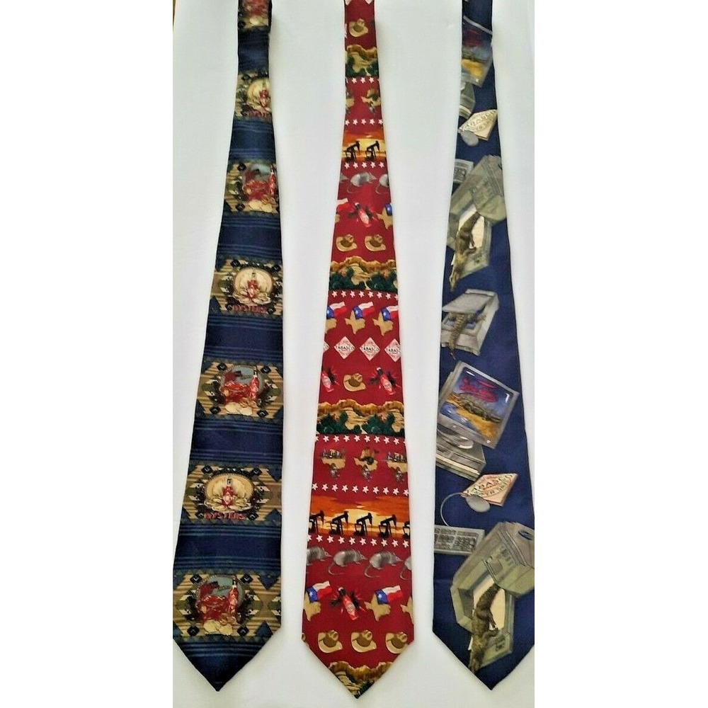 Tabasco Ties 100% Silk Hot Sauce Computer Oysters Various Designs Lot of 3‎ USA